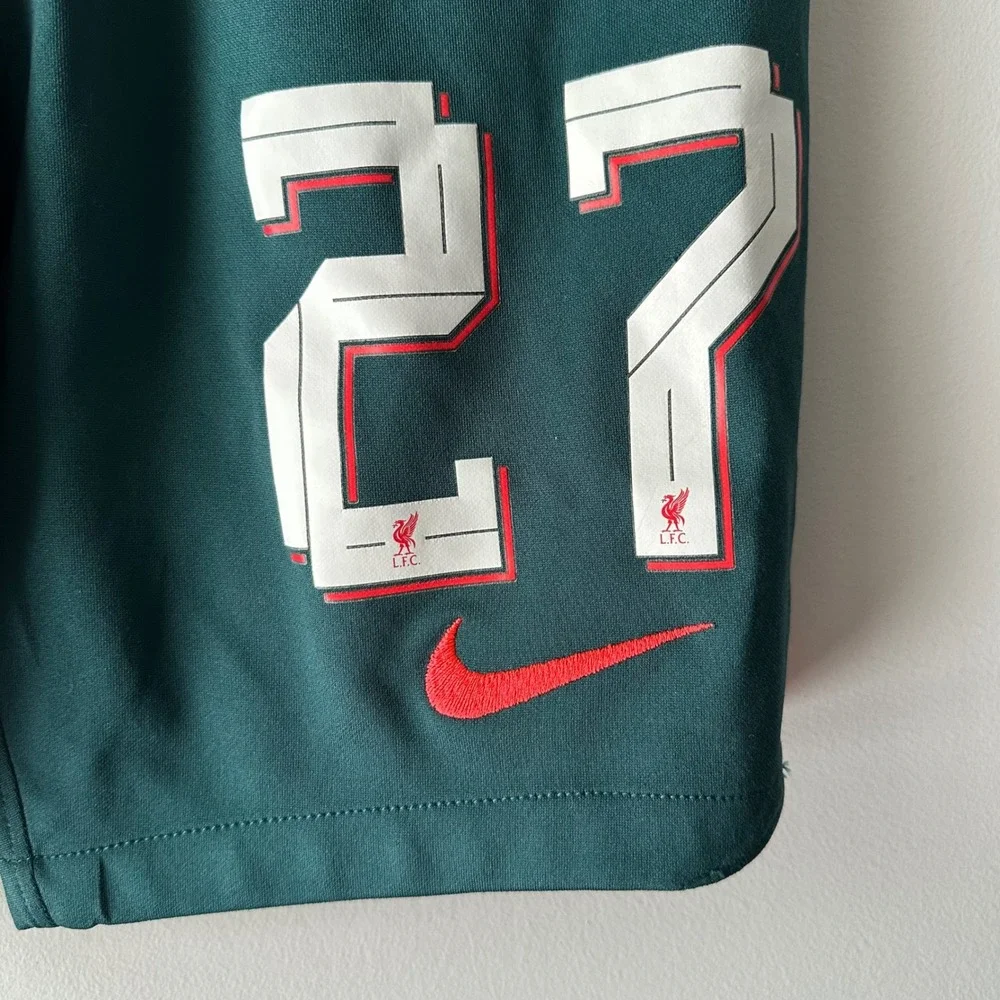 Nike‎ Liverpool FC Kids Soccer Shorts Dri-Fit Green Number 27 Size M Football